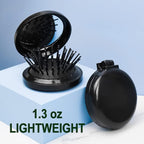 Mini Folding Hair Brush with Mirror - 50 Pack Pocket Travel Brush for Girls, Black