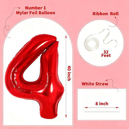 Number Balloons Red Party Balloon - Image 2