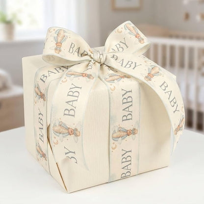YKW 2.5 Inch Baby Blue Ribbon Wired Edge Teddy Bear Hot Air Balloon Ribbon - Image 5