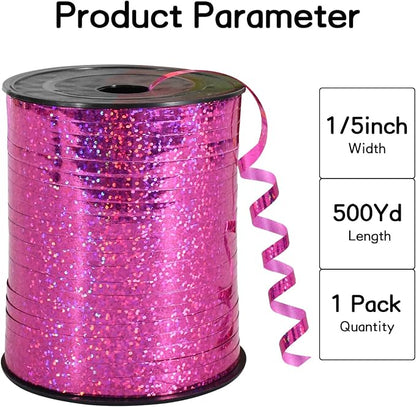 BEISHIDA 500 Yards Hot Pink Crimped Curling Ribbon Shiny Metallic Balloon - Image 2