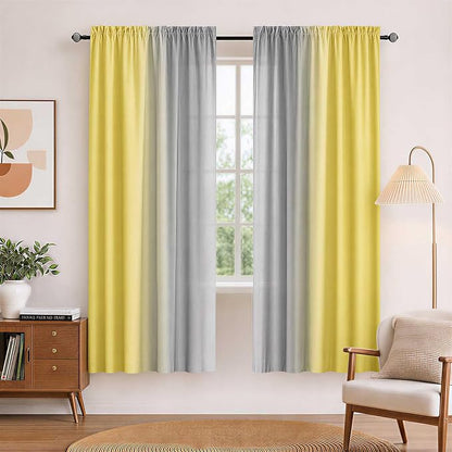 Yellow and Grayish Curtains for Living Room 63 Inch Length Ombre Curtains 2 by XFLINGBAO