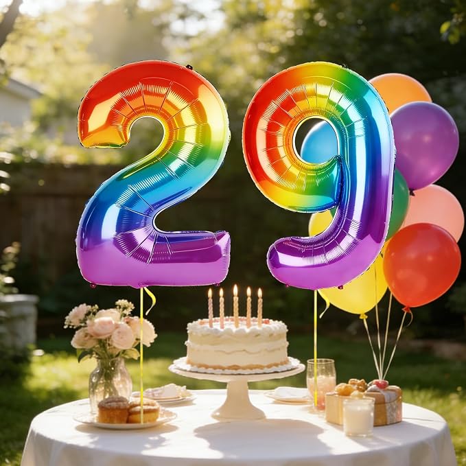 40 Inch Number 29 Balloons for 29th Birthday Party Decorations, 0-100 Rainbow - Image 3
