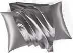Mulberry Park 30 Momme Silk Pillowcase - 100% Grade 6A Mulberry Silk for Healthier Hair and Skin - Prevent Frizzy, Damaged Hair and Enjoy a Clearer Complexion - Gunmetal/King (20" x 36")