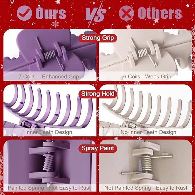 TOCESS Hair Claw Clips for Women - 8PK Large Neutral Matte Jumbo Hair Clips for Thick, Thin, Long, Short, Curly Hair Girls, Big Jaw Clip Set for Daily Use (Violet Purple)