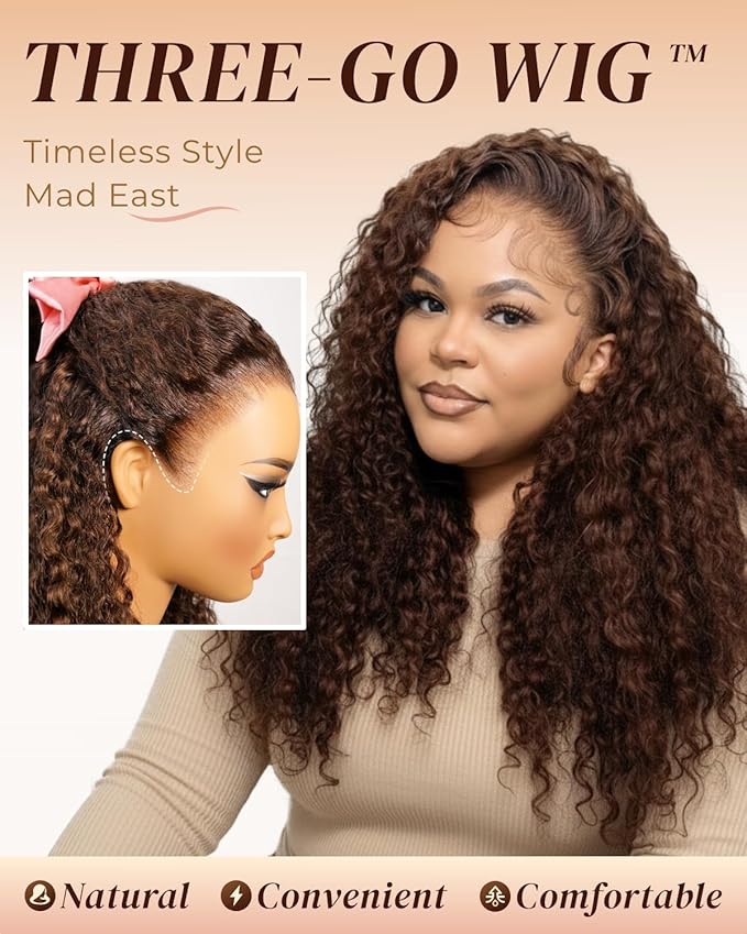 Arabella Chocolate Brown Lace Front Wigs Human Hair 13x6 Deep Wave Lace Front Wigs Human Hair Colored Deep Curly HD Lace Frontal Wigs for Women Pre Plucked with Natural Hairline 26 Inch