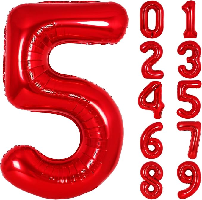 Number Balloons Red Party Balloon by United-UnicornsParty