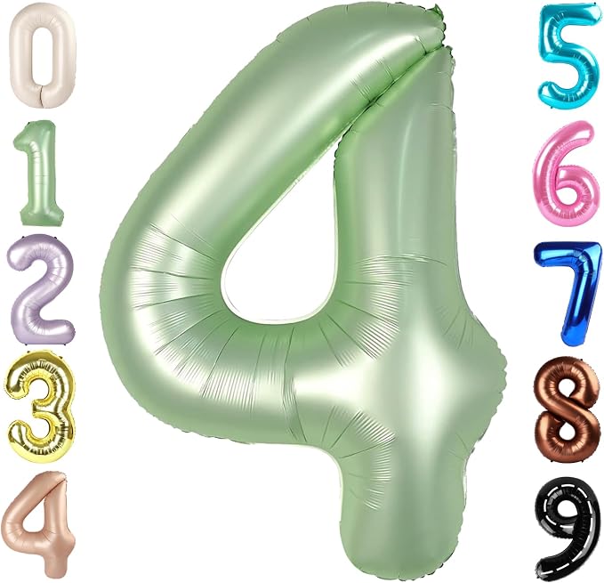 4 Balloon Number 40 Inch Olive Green Balloons by Mluchee
