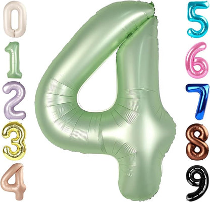 4 Balloon Number 40 Inch Olive Green Balloons by Mluchee