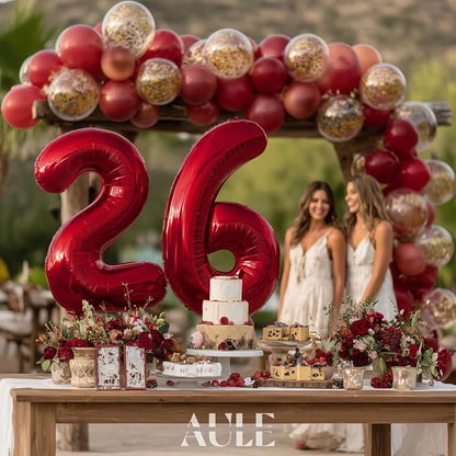 AULE 40 Inch Red 26 Balloon Number Foil 0-9 Birthday Big Numbers | Birthday - Image 4