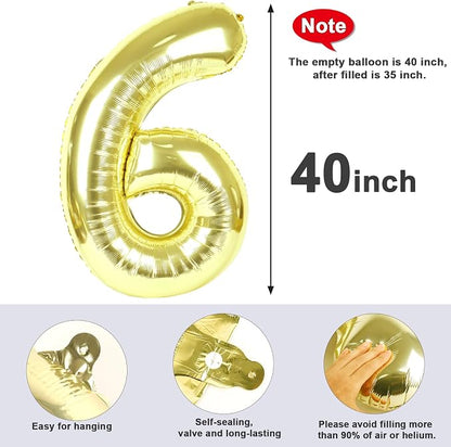 6 Balloon Number 40 Inch Light Gold Balloons - Image 5