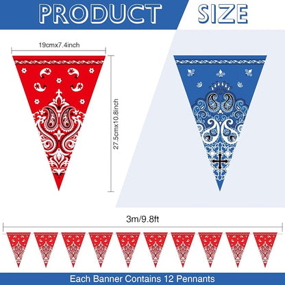 Boao 5 Pack Western Cowboy Party Decorations Bandana Pennant Banner Wild West - Image 2