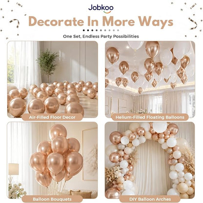 Jobkoo Metallic Champagne Gold Balloons, 12 Inch Chrome Light Gold Balloon | - Image 4