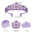 Velscrun Princess Crown, Tiara for Girls, Purple, Birthday, Classic Style, Female, Ages 1-18
