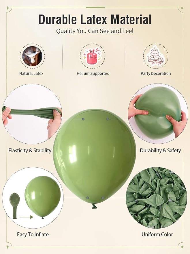 Pink and Green Balloons 12 Inch 60 Pcs Sage Green Dusty Pink Sand White - Image 4