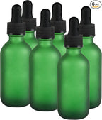 6 Pcs, 2oz Dropper Bottle, Green Glass Eye Dropper Bottle, Tincture Bottles with Dropper, Pretty Finish, Leak-Proof Design, Stronger Suction for All Kinds of Mixed Liquids