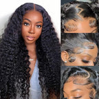 22 Inch 13x6 Deep Wave Lace Front Wigs Human Hair 250% Density 13x6 HD Lace Frontal Wigs Human Hair Pre Plucked Deep Curly Glueless Wig Brazilian Virgin Human Hair for Women Natural Color
