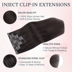 DOORES Hair Extensions Real Human Clip in 20 inch 120g 7pcs Invisi Edge, Seamless Clip in Hair Extensions Invisible Clipins Virgin Injected Skin Weft, 2 Dark Brown