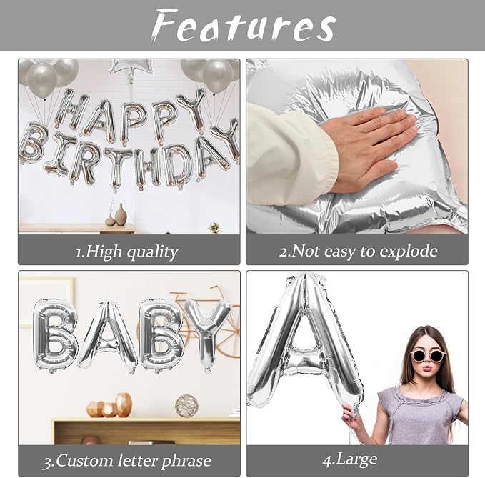 Biapian 40 Inch Letter Balloons, Baby Shower, Anniversary Party Decorations - Image 3