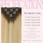 PINKPEARL Clip in Hair Extensions Real Human Hair, Remy Human Hair Extensions Clip ins, 16inch 120g 7Pcs, #4/27/60 Balayage Chocolate Brown to Caramel Blonde and Platinum Blonde(#4/27/60-16)