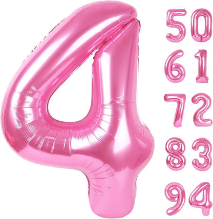 Pink 4 Balloon - Number Balloon 40 Inch, 4th Pink Birthday Decorations | Large by IWERP