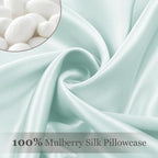 Adubor 100% Silk Pillowcase - Mulberry Silk Pillow Cases, 23 Momme 6A Grade Fibers, Silk Pillow Case for Hair and Skin Health, with Hidden Zipper (Queen 20''x30'', Light Green, 1PC)