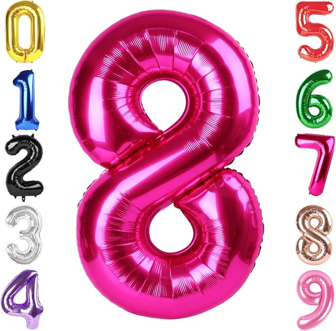 40 Inch Hot Pink Number 8 Balloon, 8th Birthday Party Decorations | 40 Inch Hot by Hadoife