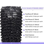 Seamless Clip in Hair Extensions Human Hair Deep Wave Clip ins for Black Women 8Pcs Brazilian Virgin Human Hair Clip in Extensions PU Skin Weft 18Clips 120g 18inch Natural Black