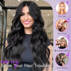 Black Wig for Women Long Wavy 4x1 Lace Natural Hairline Glueless for Beginners Middle Part Synthetic for Daily Party Use 30Inch