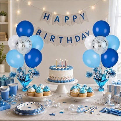 4 Set Blue White Balloon Centerpieces - Image 2