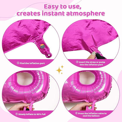 Hot Pink HBD Balloons, HBD Foil Balloon - Image 3