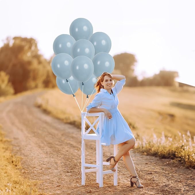 Jobkoo Blue Balloons, 12 Inch 30 Pcs Pale Aqua Blue Balloon Muted Dusty Blue - Image 7