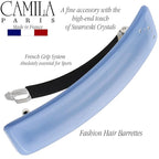 Camila Paris CP3444 French Hair Barrette Clip for Girls, Blue, Rubberized Automatic Clasp Strong Hold Grip Hair Clips for Women, No Slip and Durable Styling Girls Hair Accessories, Made in France