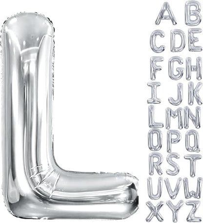 40 Inch Silver Letter Balloon, Large Foil Alphabet Balloons Birthday by Aeniaza