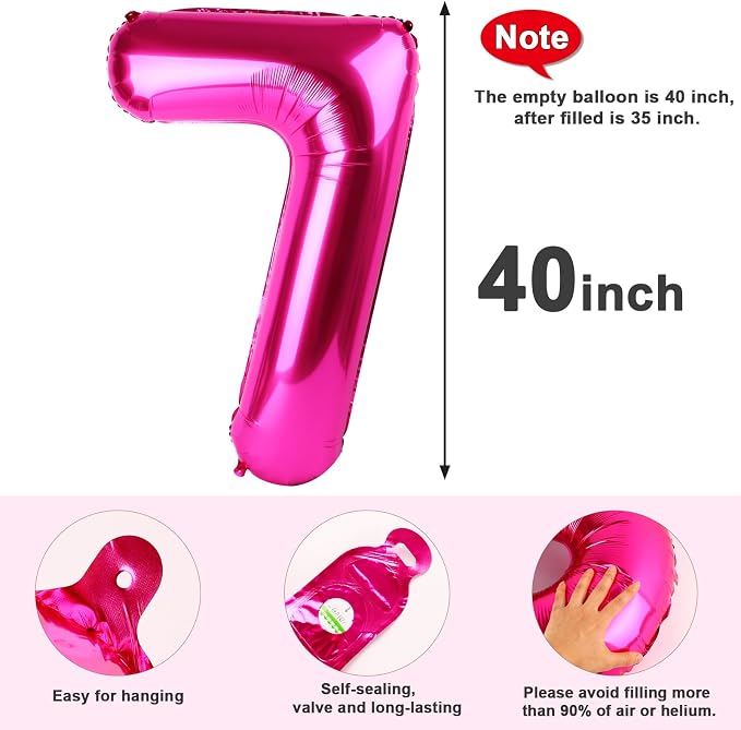 7 Balloon Number 40 Inch Hot Pink Balloons - Image 5