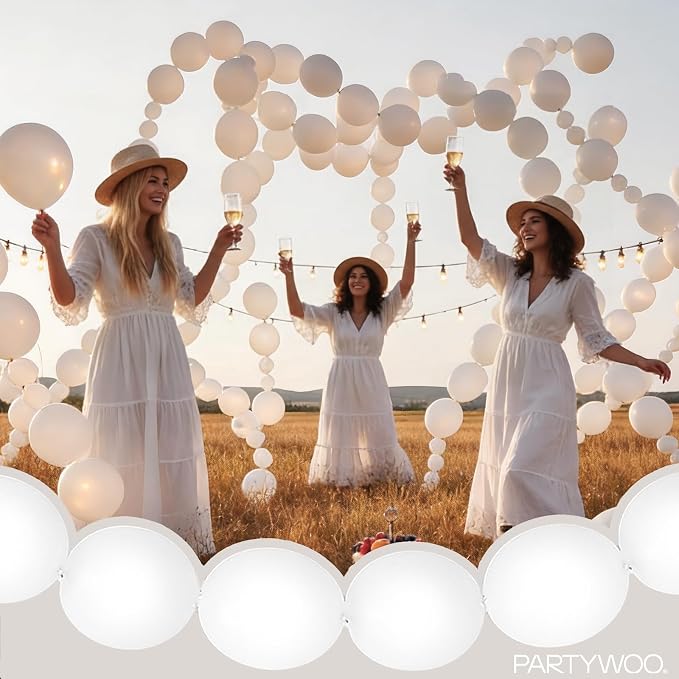 PartyWoo White Linking Balloons 100pcs 12 Inch White Link Balloons | - Image 7