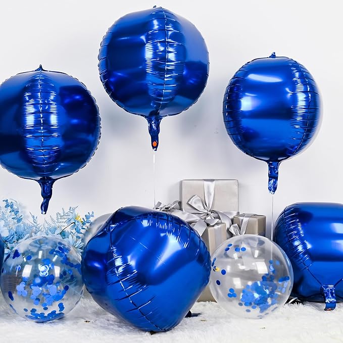 6Pcs Navy Blue Round Foil Balloons, Giant 4D Round Ball Balloons, 22 Inch - Image 6