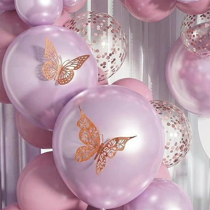 Pink Butterfly Balloon Garland Kit 113pcs, 18in Pink Purple Pearl Confetti - Image 5