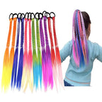 Colored Braids Hair Extensions with Rubber Bands Rainbow Braided Synthetic Hairpieces Ponytail Hair Accessories for Women Kids Girls Party Highlights Cosplay Dress Up (12PCS A Style)