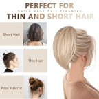 Clip on Ponytails for Women - 10 Inch Short Black Ponytail Extension, Straight Pony Tails Hair Extensions, Synthetic Hair Extensions Ponytail, Natural Hair Pieces for Women (Salt and Pepper)