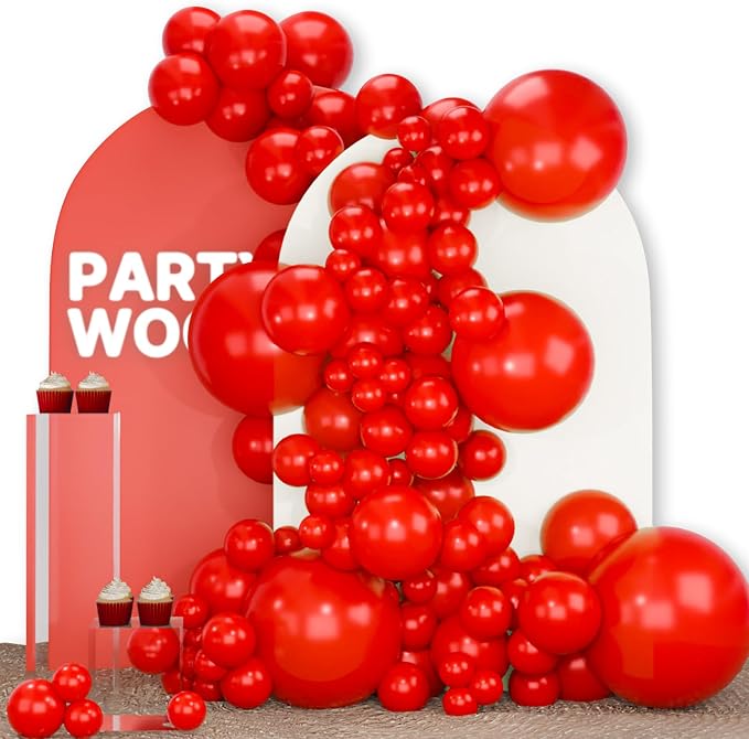 PartyWoo Red Balloons 100 pcs Different Sizes of 18 12 10 5 Inch Red Balloon by PartyWoo