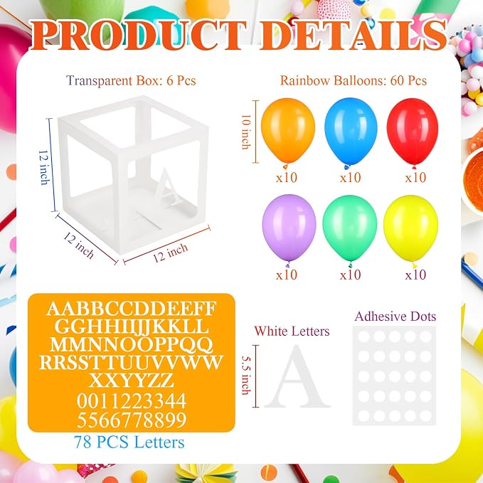 Zhanmai 6 Pcs Letters Numbers Boxes Balloon - Image 2