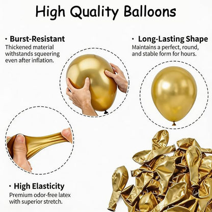 50pcs Metallic Gold Balloons 12 Inch, Premium Shiny Chrome Latex Balloon - Image 4