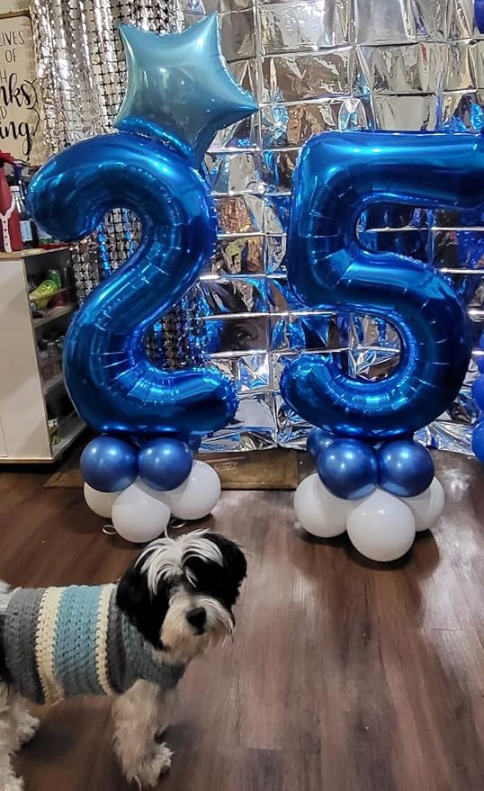 5 Balloon Numbers Birthday Decorations, 40In Navy Blue Balloons - Image 4