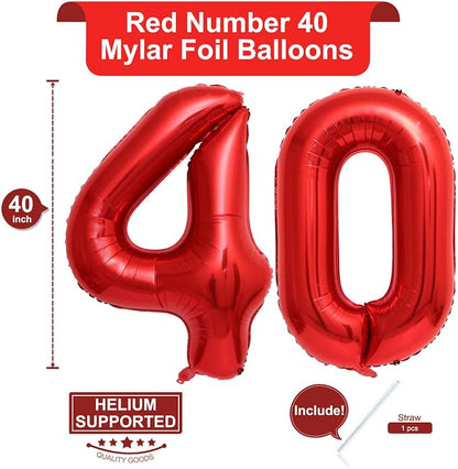 40 Inch Red Number 40 Balloons Giant 40 Balloons Red Birthday 40 Balloons 40 - Image 2