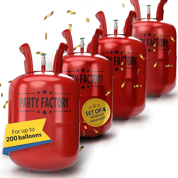 Party Factory – 4x Helium Tank by PartyFactory