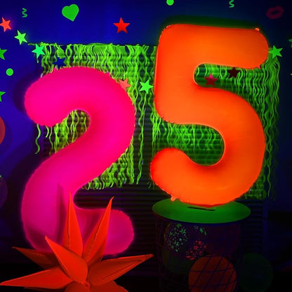 Mega-L Glow in The Dark Party Supplies, 40 Inch Orange Number 0 Balloon | Glow - Image 9