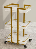 Paddie Esthetician Cart with Wheels, Salon Lash Spa Rolling Trolley Cart, White & Gold