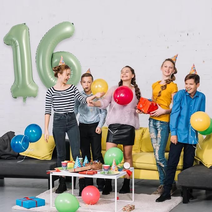 TONIFUL 40 Inch Sage Green Large Number 6 Balloon - Image 5