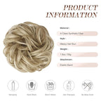 FESHFEN Messy Bun Hair Piece - Large Elastic Wavy Curly Hair Bun Scrunchies Ponytail Extensions Synthetic Chignon Hairpieces for Women, Dirty Blonde 1.94oz