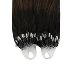YoungSee Micro Link Hair Extensions Human Hair Brown Micro Bead Hair Extensions Real Human Hair Balayage Dark Brown with Browns Micro Human Hair Extension 16 Inch Ombre Microring Extension 50g 50s